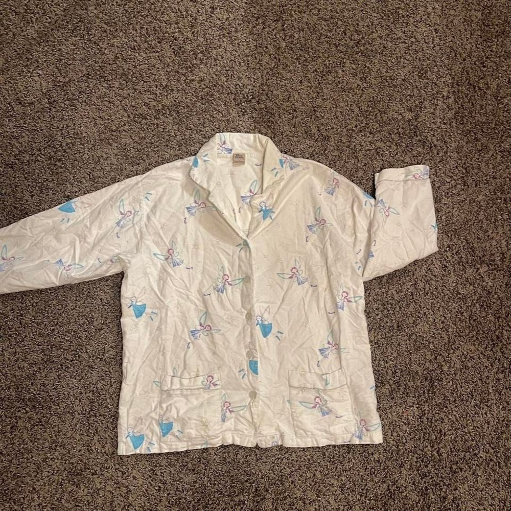 Vintage Fairy Flannel Long Sleeved Pajama Top Loungewear Fairycore